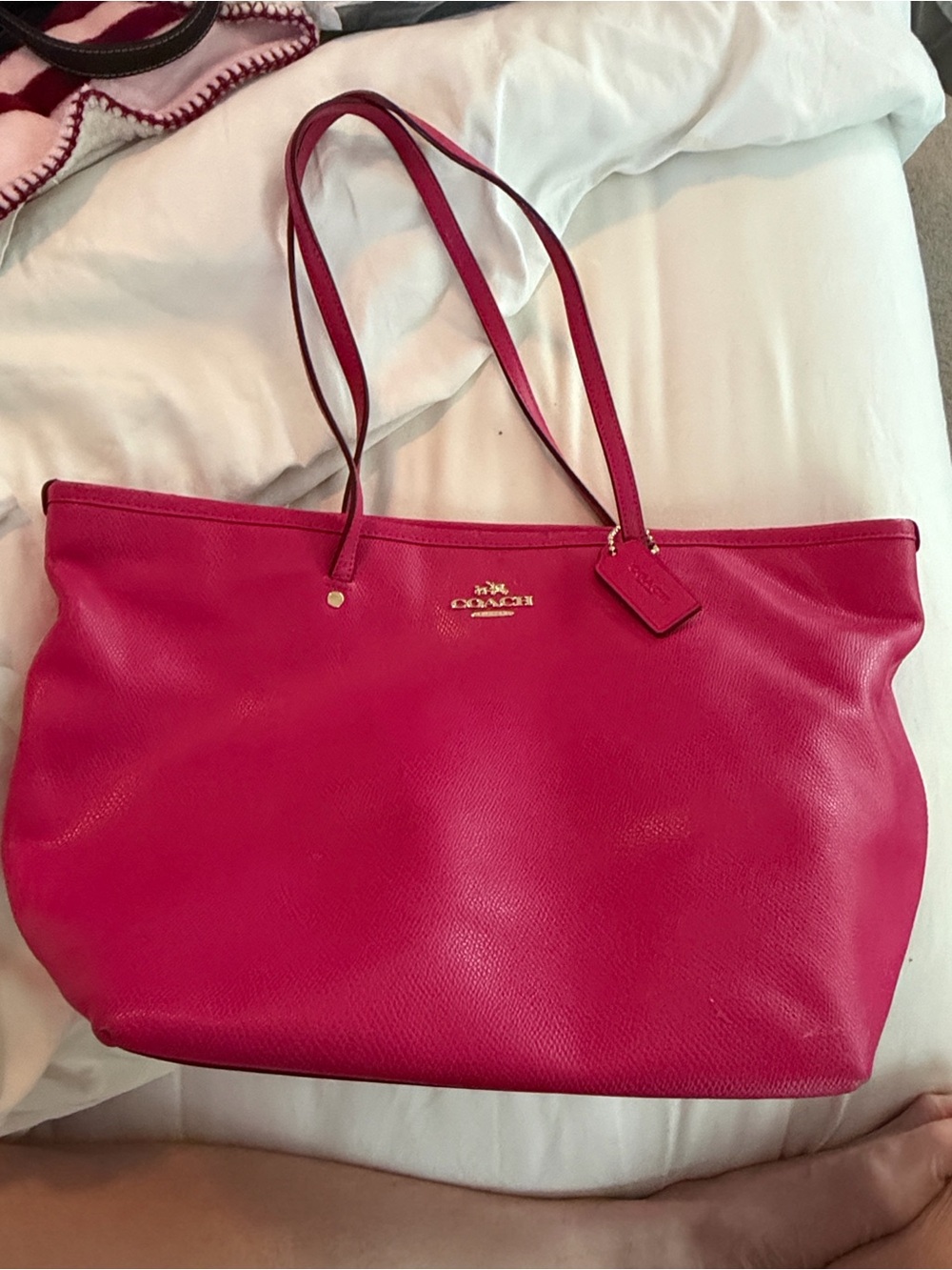Coach Hot Bright Pink Leather City Tote with Hangtag